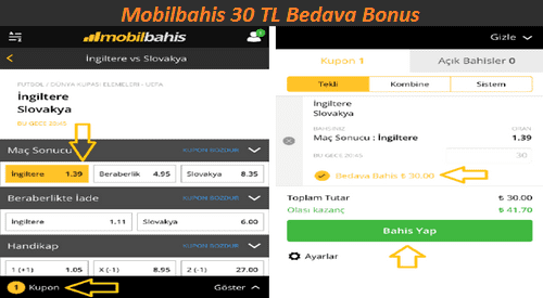 mobilbahis 30 tl bedava bonus